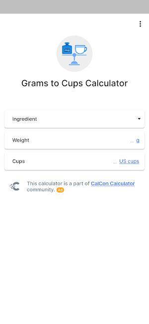 Grams to Cups Calculator Screenshot 0