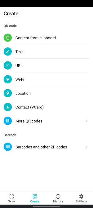 QR codes. Reader and Generator Screenshot 1