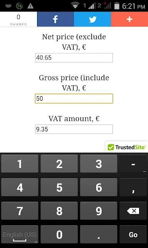 VAT calculator Vatulator Screenshot 1