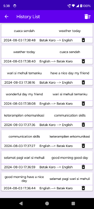 English Batak Karo Translator Screenshot 2