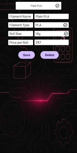 JD 3D Printing Calculator Screenshot 1