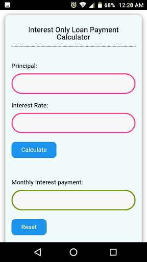 Interest Only Loan Payment Calculator Screenshot 0