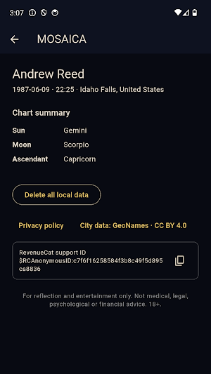 MOSAICA: Natal Chart & Oracle Screenshot 0