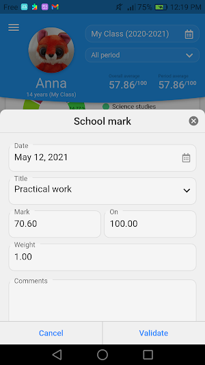 School Marks Tracker: enter marks and show average Screenshot 3