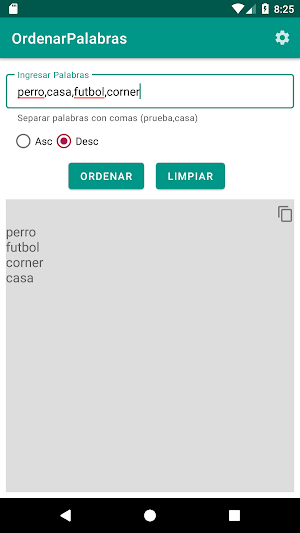 Ordenar palabras Screenshot 1