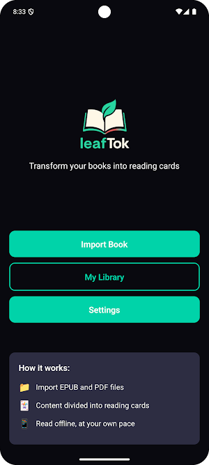 LeafTok - Leitor de livros Screenshot 0