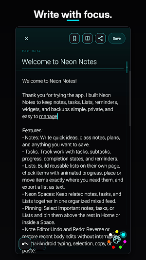 Neon Notes - Colorize Thoughts Screenshot 1