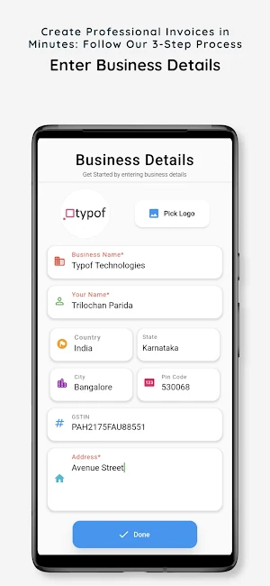 GST Invoice Generator - Typof Screenshot 1
