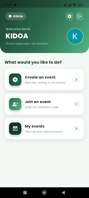 KIDOA - Split Expenses Screenshot 1