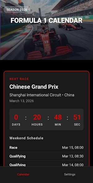 Formula calendar Screenshot 0