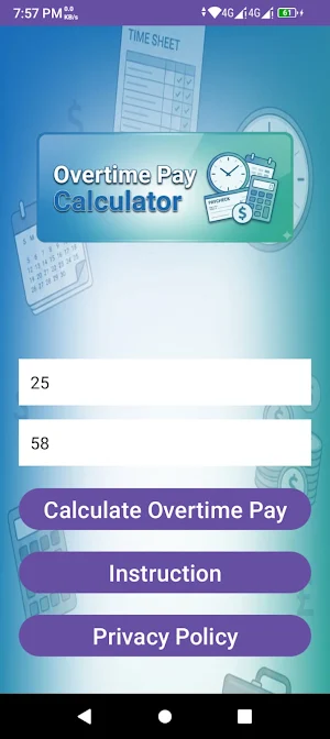 Overtime Earnings Calculator Screenshot 1