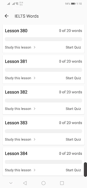 English Vocabulary Learn, Test Screenshot 3