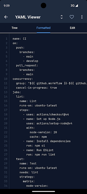 YAML / YML Viewer & Editor Screenshot 1