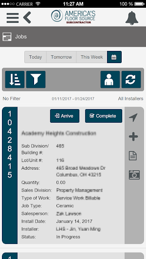 AFS Subcontractor Screenshot 2
