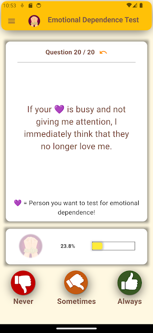 Emotional Dependence Test Screenshot 1