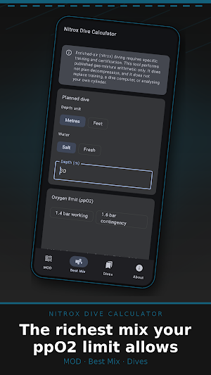 Nitrox Dive Calculator Screenshot 1