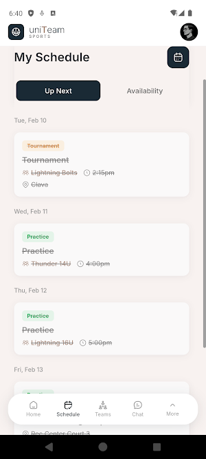 UniTeam Sports Screenshot 1