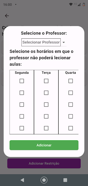 Gerador de Horário Escolar Screenshot 3