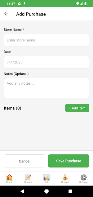 Grocery Tracker Screenshot 1