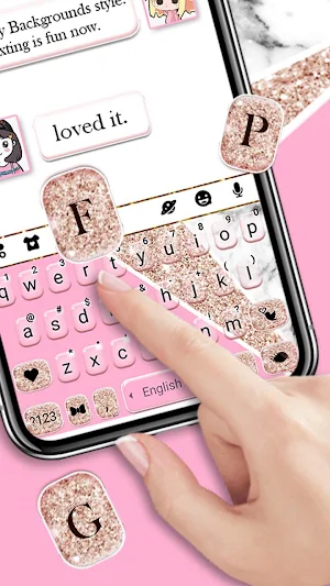 Girly Pink Glitter Keyboard Theme Screenshot 1