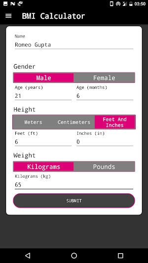 BMI Calculator Screenshot 2