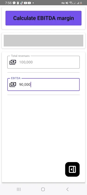 EBITDA Margin Calculator Screenshot 2