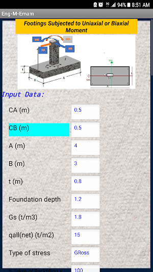 Footing Design Screenshot 2