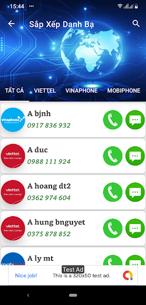 Phân Loại Danh Bạ Các Nhà Mạng Screenshot 1