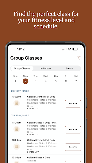 Goldencore Pilates Screenshot 2