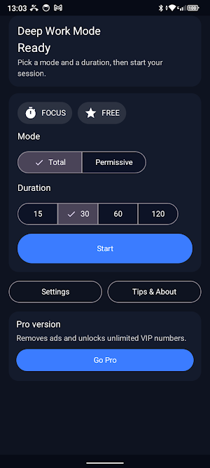 Deep Work Mode Screenshot 0