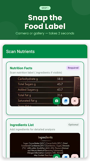 Nutri Snap: Food Label Scanner Screenshot 0