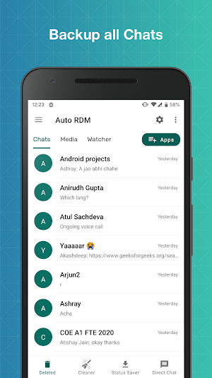 Auto RDM - Recover deleted messages & status saver Screenshot 0