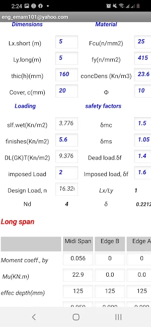 2way solid slab design BS8110 Screenshot 3