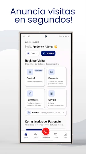 SISPRO – Control de Visitas Screenshot 1