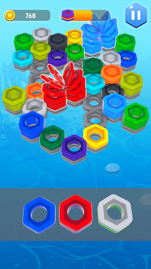 Hexa 3D Nuts: Sort Game Screenshot 1