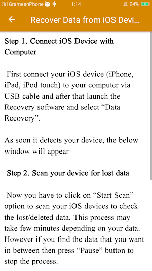 iOS Data Recovery User Guide Screenshot 1