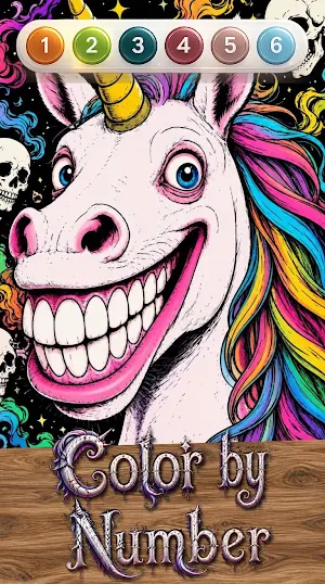 Creepy Unicorn Color by Number Screenshot 2