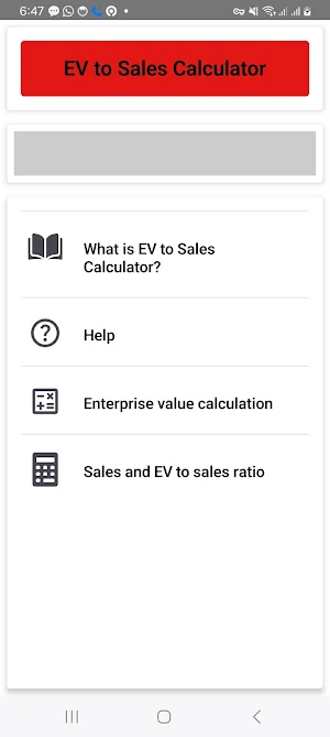EV to Sales Calculator Screenshot 0