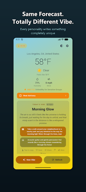 Vibe Weather: AI Forecasts Screenshot 3