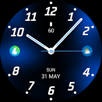Blue Analogue Watch Face