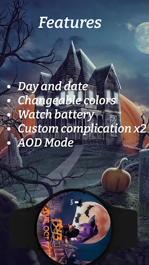 Anime Girl Halloween WatchFace Screenshot 3