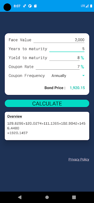 BondCalc-BondPrice Calculator Screenshot 3