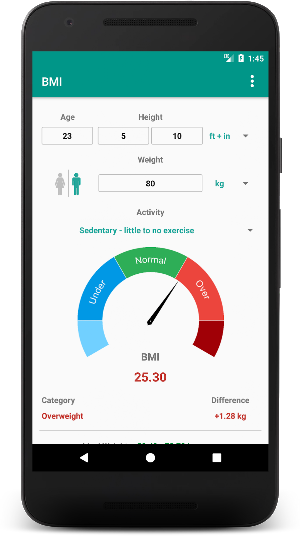 BMI and Calories Calculator Screenshot 2
