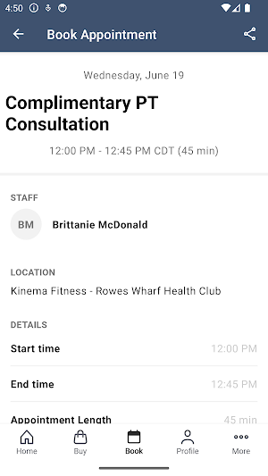Kinema Fitness-Rowes Wharf HC Screenshot 2