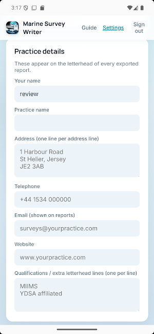 Marine Survey Writer Screenshot 0