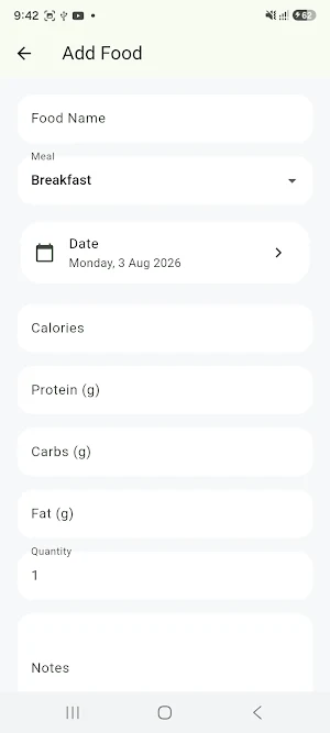 Calorie Log Screenshot 1