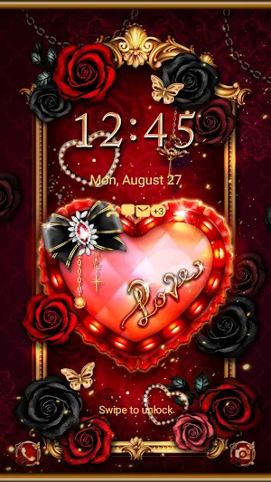 Red Golden Heart - Wallpaper Screenshot 1
