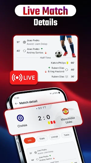 Live Football Score & Match Screenshot 1