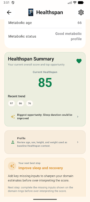 Healthspan Tracker Screenshot 0