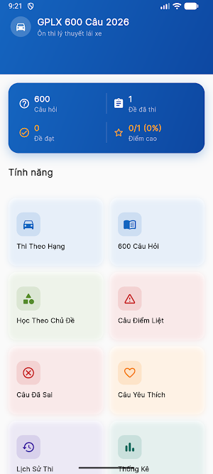 Ôn Thi GPLX 600 Câu 2026 Screenshot 0